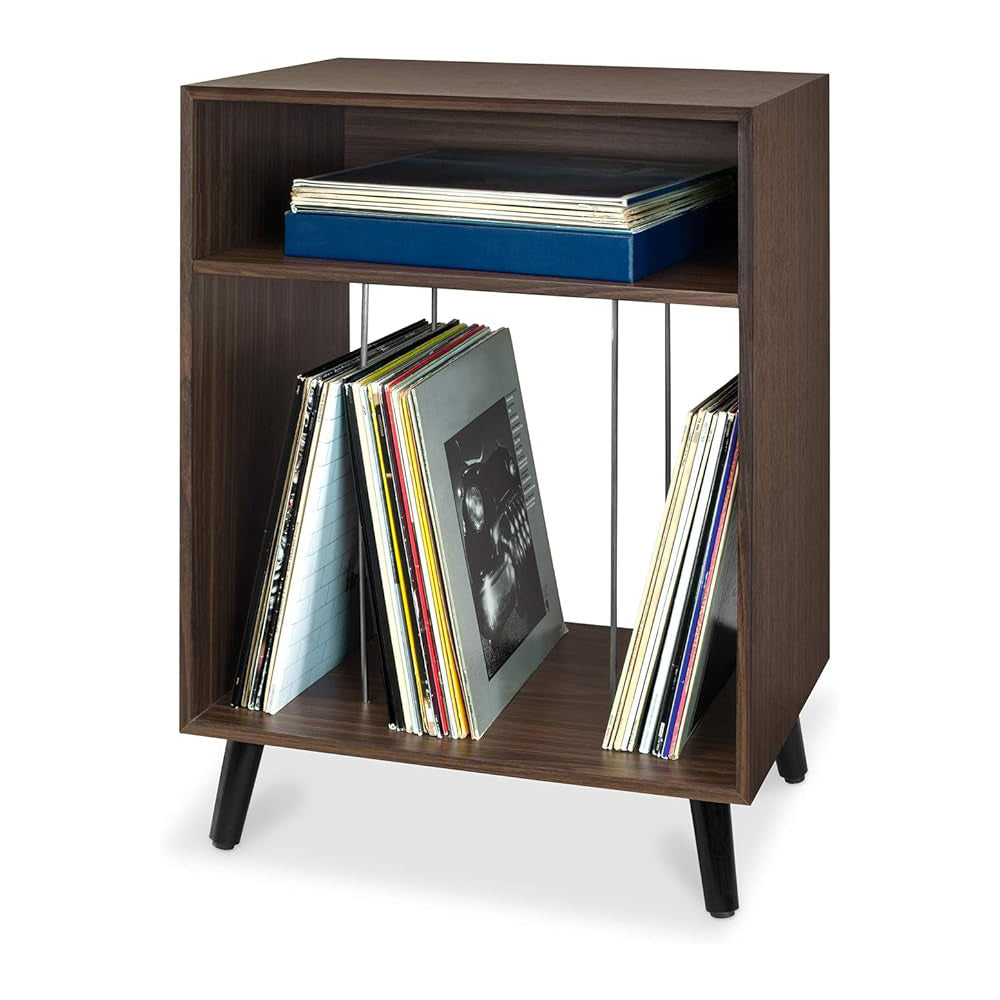 Wooden Entertainment Stand with Record Holder