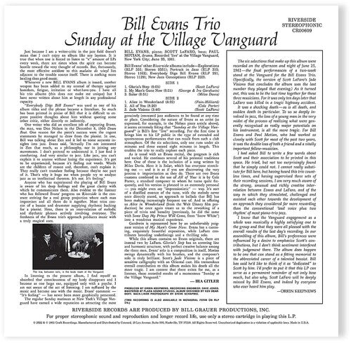 Bill Evans: Sunday At The Village Vanguard (Original Jazz Classics Series) - VINYL LP