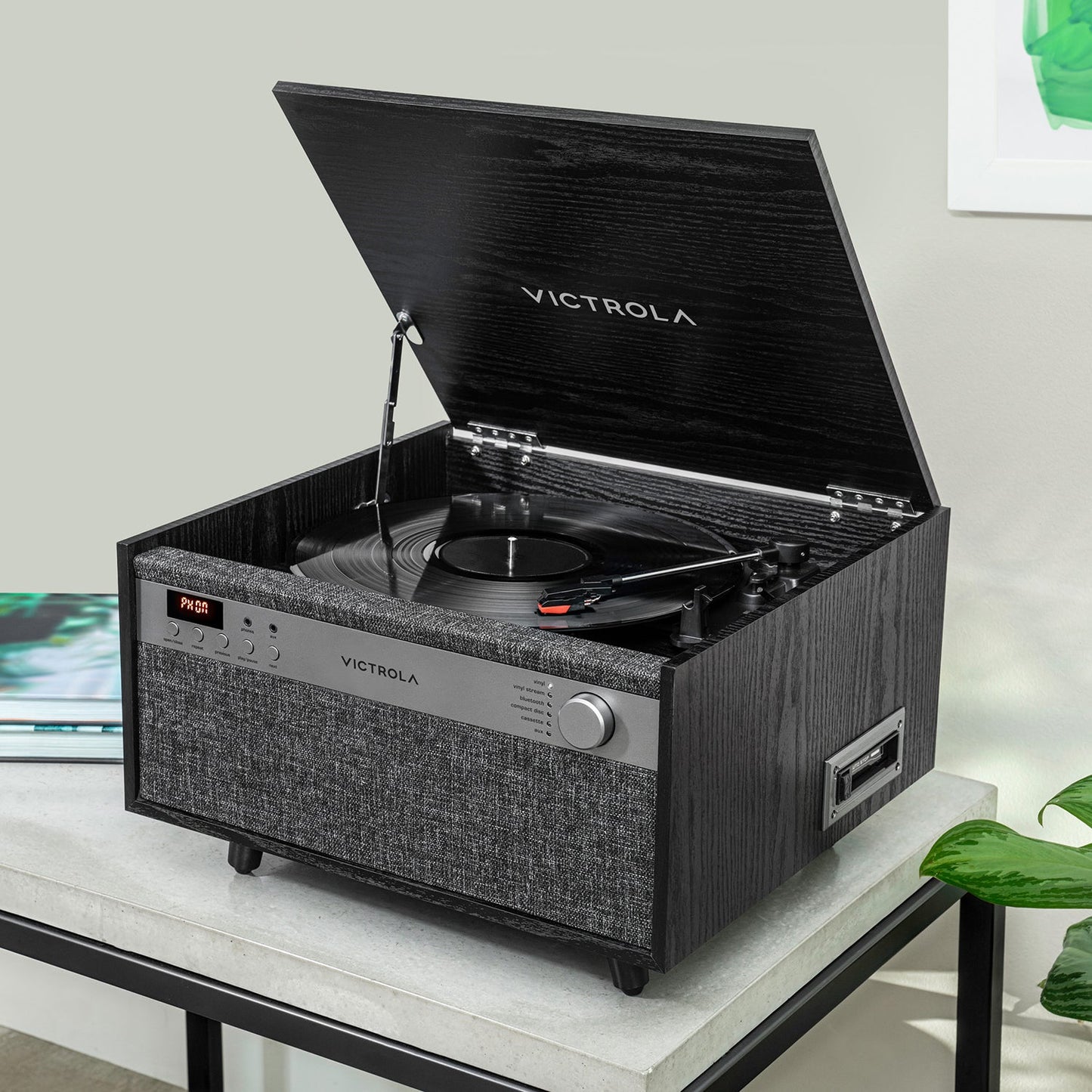 Century 6-in-1 Wood Record Player