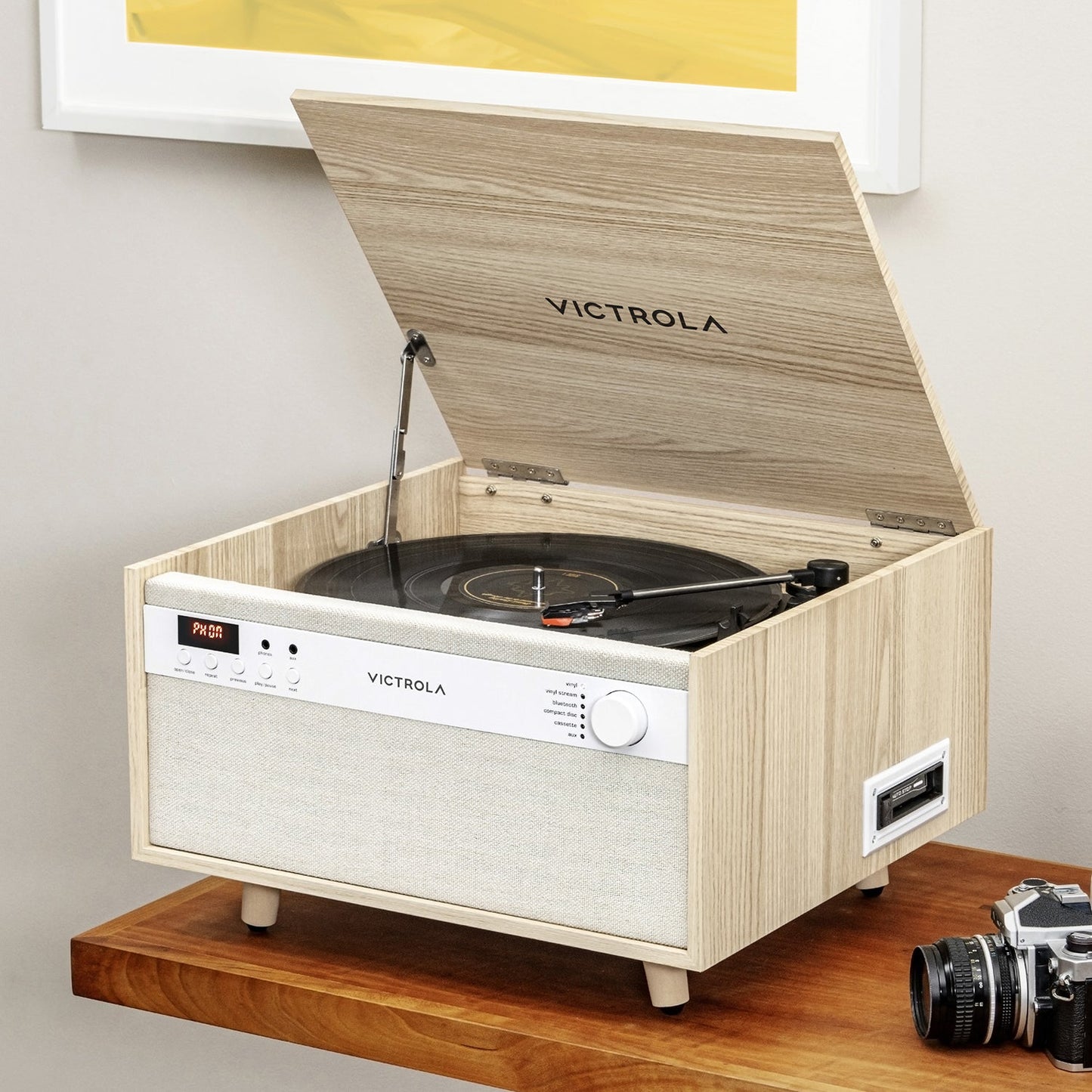 Century 6-in-1 Wood Record Player